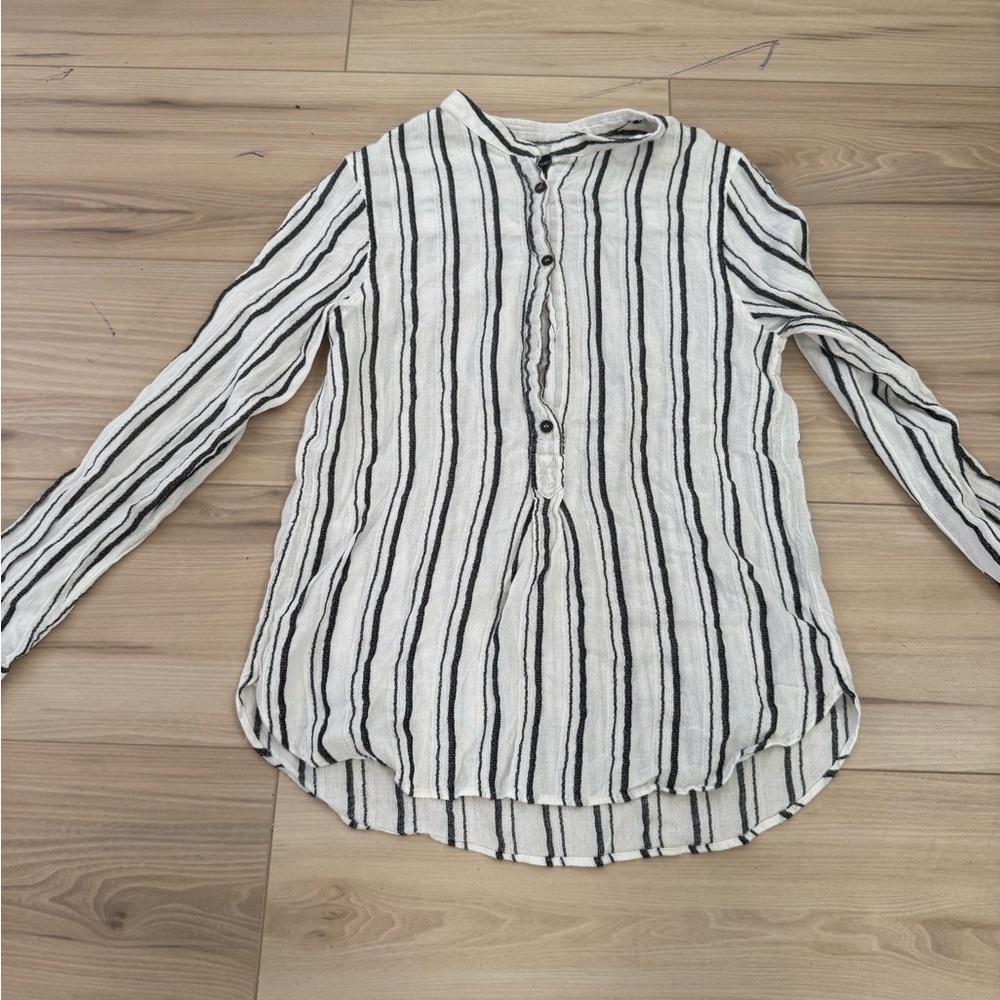 Isabel Marant Black and White Striped Button-Down Shirt